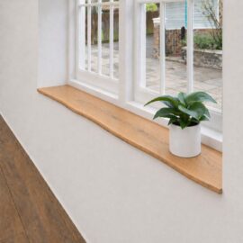Fensterbank aus Eiche 24 mm Neueiche Maßanfertigung, Baumkante (1)