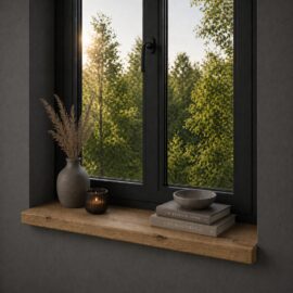 Fensterbank Eiche 45 mm Alteiche – Maßanfertigung, Gerade Kante