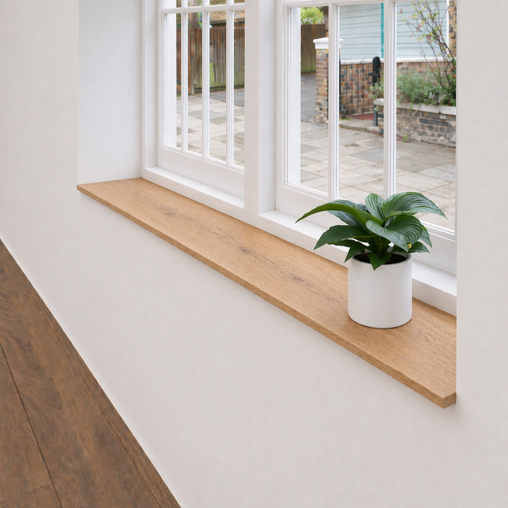 Fensterbank aus Eiche 24 mm Neueiche Maßanfertigung, gerade Kante